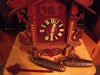 Vintage West German Cuckoo Clock / Needs Work,  Top Piece Broken