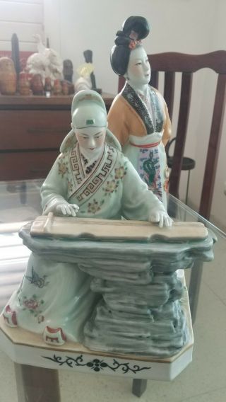 Chinese China Porcelain Figure Musician And Girl