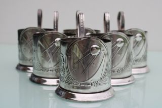 Art Nouveau Style Silver Plated 6 Cups.