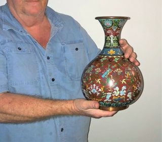 LARGE ANTIQUE CHINESE CLOISONNE VASES QING 12