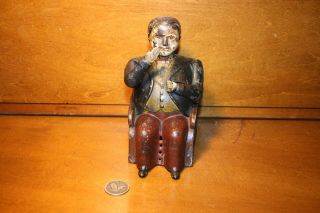 Antique Cast Iron Tammany Fat Man Mechanical Bank By J & E Stevens Cir.  1873