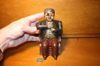 Antique Cast Iron TAMMANY Fat Man Mechanical Bank by J & E Stevens Cir.  1873 5