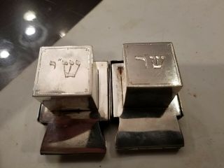 A STERLING SILVER TEFILLIN BOXES BY BRITTON,  GOULD AND COMPANY.  Birmingh 5
