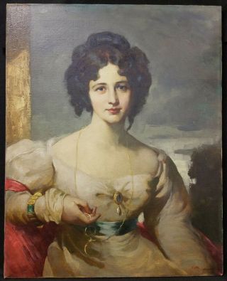 Antique Oil Painting On Canvas Lady Rosamund Hester Elizabeth Pennell - Croker