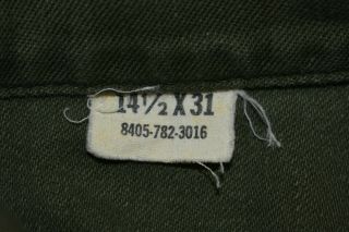 Vintage U.  S.  Army Men ' s Size 14 1/2 x 31 Button Up Green Uniform Shirt 5
