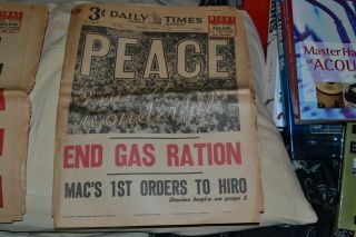 Daily Times Chicago - 3 Wwii Major Headline Events - Very Collectible