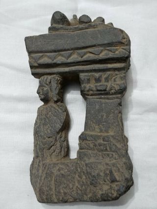 Rare Ancient Gandharan Schist Stone Temple Piece With A Female Figure - C 200ad