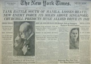 12 - 1941 Wwii December 27 Churchill 1943 Prediction Tank Battle Manila Singapore