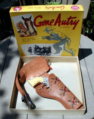 Vintage Gene Autry Western Toy Cap Gun & Holster W/ Box