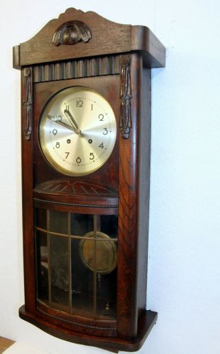 Antique Wall Clock Chime Clock Regulator 1920th piece with convex glass 3