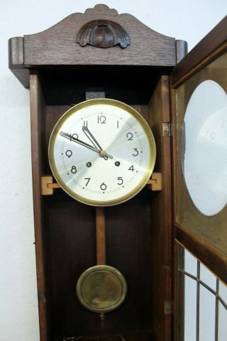 Antique Wall Clock Chime Clock Regulator 1920th piece with convex glass 4