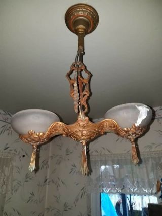 Antique Vintage 20 ' s ART DECO Ceiling Light CHANDELIER SET AVAILABLE 2