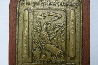 INTERESTING BRASS SIGN - SHARPS RIFLE COMPANY FEDERAL GOVERNMENT RIFLES - RARE 3