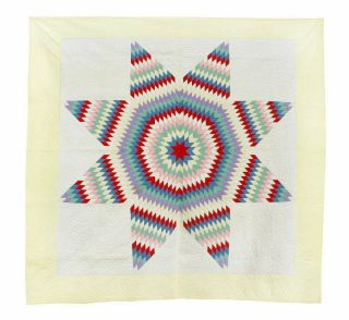 Antique Star Quilt,  " Star Of Bethlehem " C.  1940,  82 " X 84 "