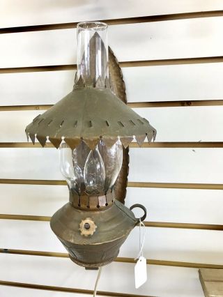 Antique Handmade Copper Wall Sconce Light Arts And Crafts
