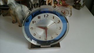 Vintage Westclox Andover S2 - L Art Deco Chrome & Glass W/blue Halo Shelf Clock