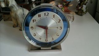 Vintage Westclox Andover S2 - L Art Deco Chrome & Glass W/Blue Halo Shelf Clock 2
