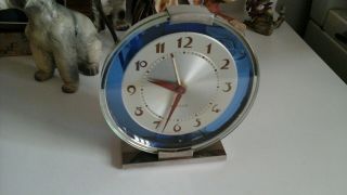 Vintage Westclox Andover S2 - L Art Deco Chrome & Glass W/Blue Halo Shelf Clock 3