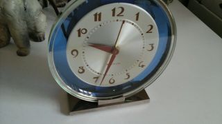 Vintage Westclox Andover S2 - L Art Deco Chrome & Glass W/Blue Halo Shelf Clock 4
