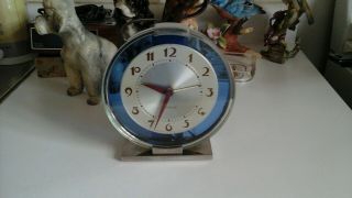 Vintage Westclox Andover S2 - L Art Deco Chrome & Glass W/Blue Halo Shelf Clock 6