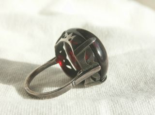 Antique Chinese Cherry Amber Ring,  Silver