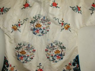 Fine Old Chinese White Silk Embroidered Imperial Court Robe 4