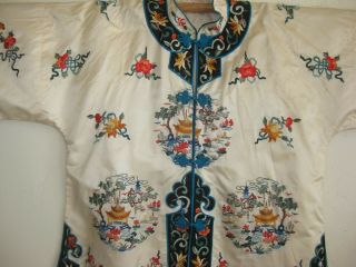 Fine Old Chinese White Silk Embroidered Imperial Court Robe 8