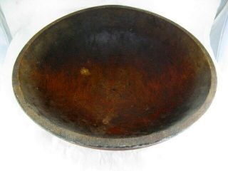 VTG Antique Farmhouse Red Wooden Dough Bowl Out of Round Oval 14.  5x14 Primitive 3