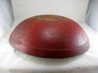 VTG Antique Farmhouse Red Wooden Dough Bowl Out of Round Oval 14.  5x14 Primitive 5