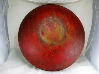 VTG Antique Farmhouse Red Wooden Dough Bowl Out of Round Oval 14.  5x14 Primitive 6