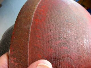 VTG Antique Farmhouse Red Wooden Dough Bowl Out of Round Oval 14.  5x14 Primitive 7