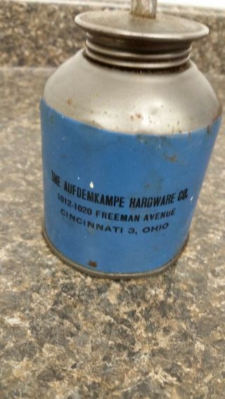 Blue Handi - Oiler Oil Can Advertising The Aufdemkampe Hardware Co.  Cincinnati Ohio