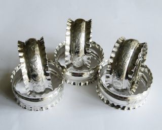 Sterling Silver Napkin Rings Set 6 Chester England 1909 J&r Griffin