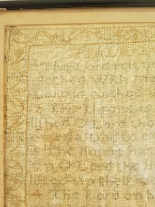 1794 SAMPLER - Georgian - 10yr - old Maria Boycott July 27 Antique Embroidery Psalm 2