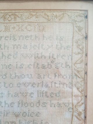 1794 SAMPLER - Georgian - 10yr - old Maria Boycott July 27 Antique Embroidery Psalm 3