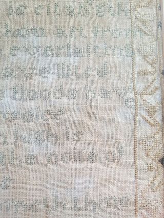 1794 SAMPLER - Georgian - 10yr - old Maria Boycott July 27 Antique Embroidery Psalm 5
