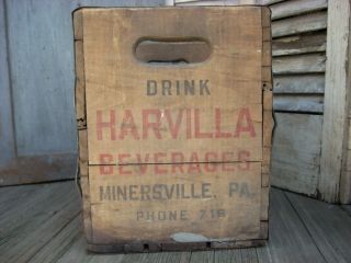 Antique Vintage 1947 John HARVILLA Beverages Wood Crate Case Box Minersville PA 2