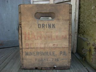 Antique Vintage 1947 John HARVILLA Beverages Wood Crate Case Box Minersville PA 4