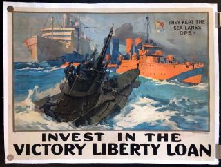 Victory Liberty Loan 1917 War Poster Wwi (29 " X39 ") Linen Backed