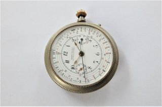 1900 METAL CASED CHRONOGRAPH 17 JEWELLED SWISS LEVER POCKET WATCH 2