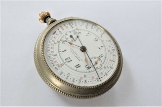 1900 METAL CASED CHRONOGRAPH 17 JEWELLED SWISS LEVER POCKET WATCH 3