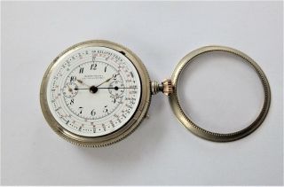 1900 METAL CASED CHRONOGRAPH 17 JEWELLED SWISS LEVER POCKET WATCH 4