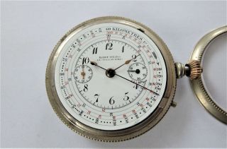 1900 METAL CASED CHRONOGRAPH 17 JEWELLED SWISS LEVER POCKET WATCH 5