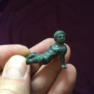 Rare Ancient Roman Bronze Putti Figure 2nd To 4th Century Ad