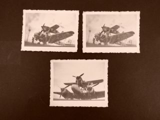 Wwii German Piggy Back Airplane Photographs - Junkers Ju 88 & Focke Wulf 190