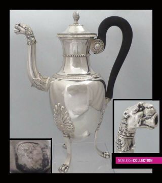 Antique 1820s French Sterling Silver Coffee Pot 11.  2 In.  Empire Paris 1819 - 1838