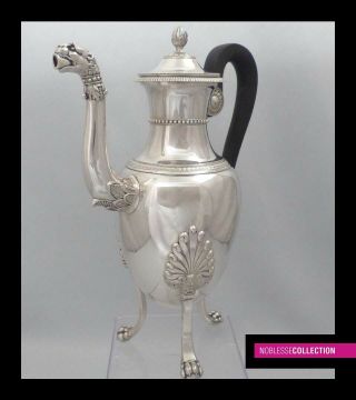 ANTIQUE 1820s FRENCH STERLING SILVER COFFEE POT 11.  2 in.  Empire Paris 1819 - 1838 3