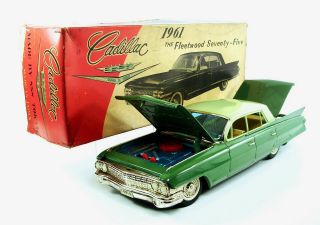 1961 Cadillac Fleetwood 17” (43.  2 Cm) Japanese Tin Car W/original Box By Shioji