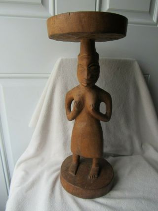 Vintage Carved Wood Hemba? Woman Figure 18 " Congo - African Folk Art - Tribal