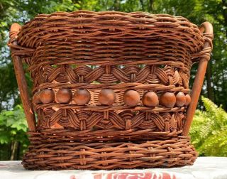 Antique “gingerbread” Victorian Woven Basket Primitive